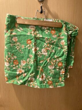 C&C California Green Floral Skirt with Orange and Cream Blooms